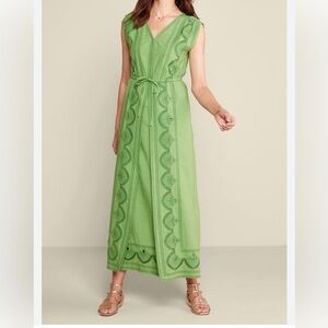 Soft Surroundings Elegant Green Lace Maxi Dress